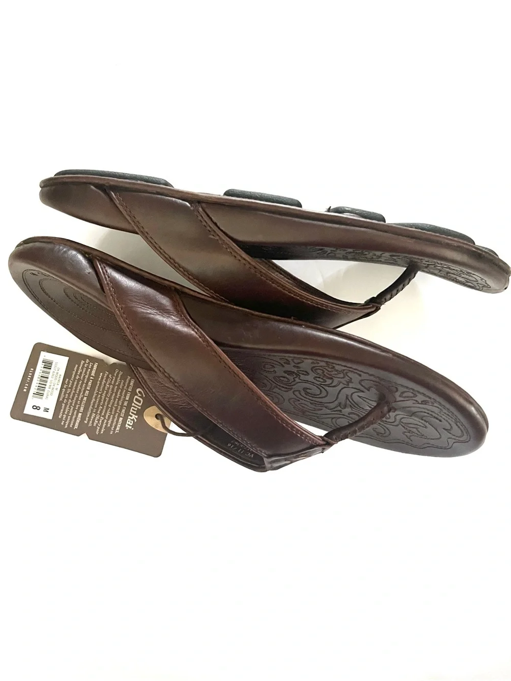 OluKai Brown Leather Thong Sandals
